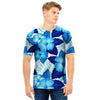 Hibiscus Blue Hawaiian Print Men T Shirt-grizzshop