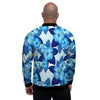 Hibiscus Blue Hawaiian Print Men's Bomber Jacket-grizzshop