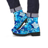 Hibiscus Blue Hawaiian Print Men's Boots-grizzshop