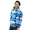 Hibiscus Blue Hawaiian Print Men's Hoodie-grizzshop