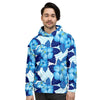 Hibiscus Blue Hawaiian Print Men's Hoodie-grizzshop