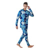 Hibiscus Blue Hawaiian Print Men's Pajamas-grizzshop