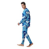 Hibiscus Blue Hawaiian Print Men's Pajamas-grizzshop