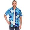 Hibiscus Blue Hawaiian Print Men's Short Sleeve Shirt-grizzshop