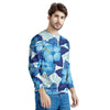 Hibiscus Blue Hawaiian Print Men's Sweatshirt-grizzshop