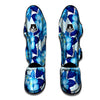 Hibiscus Blue Hawaiian Print Muay Thai Shin Guard-grizzshop