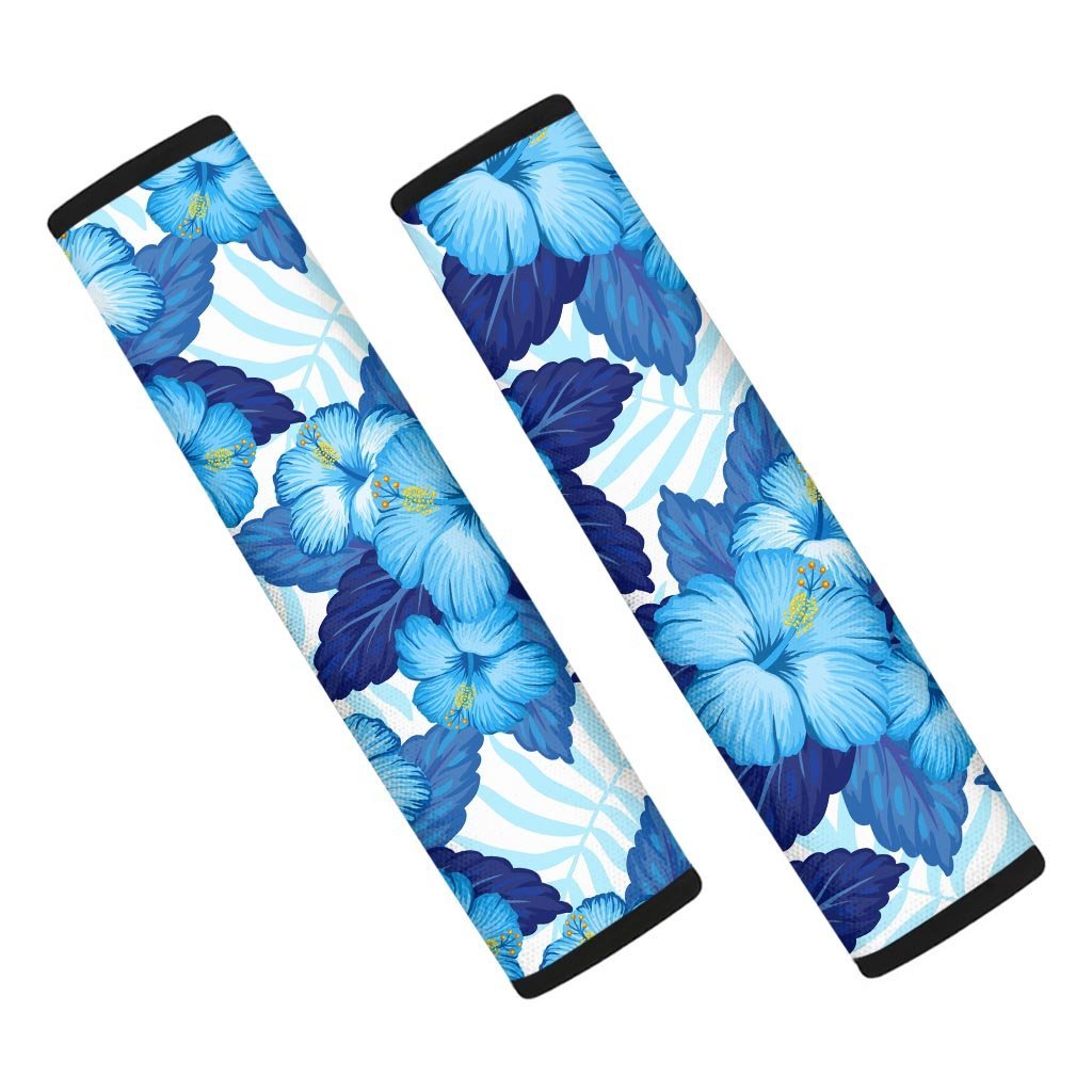 Hibiscus Blue Hawaiian Print Seat Belt Cover-grizzshop