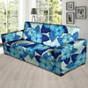 Hibiscus Blue Hawaiian Print Sofa Cover-grizzshop