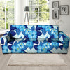 Hibiscus Blue Hawaiian Print Sofa Cover-grizzshop