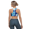 Hibiscus Blue Hawaiian Print Sports Bra-grizzshop