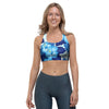 Hibiscus Blue Hawaiian Print Sports Bra-grizzshop