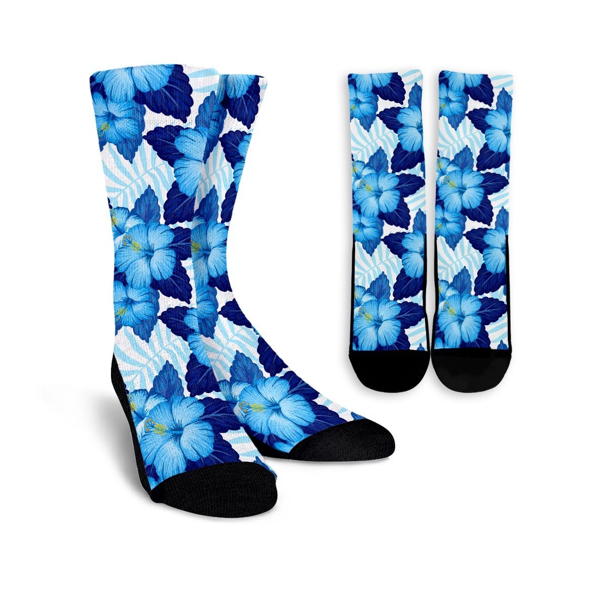 Hibiscus Blue Hawaiian Print Unisex Socks-grizzshop