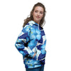 Hibiscus Blue Hawaiian Print Women's Hoodie-grizzshop