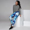 Hibiscus Blue Hawaiian Print Women's Joggers-grizzshop