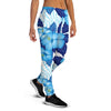 Hibiscus Blue Hawaiian Print Women's Joggers-grizzshop