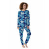 Hibiscus Blue Hawaiian Print Women's Pajamas-grizzshop