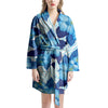 Hibiscus Blue Hawaiian Print Women's Robe-grizzshop