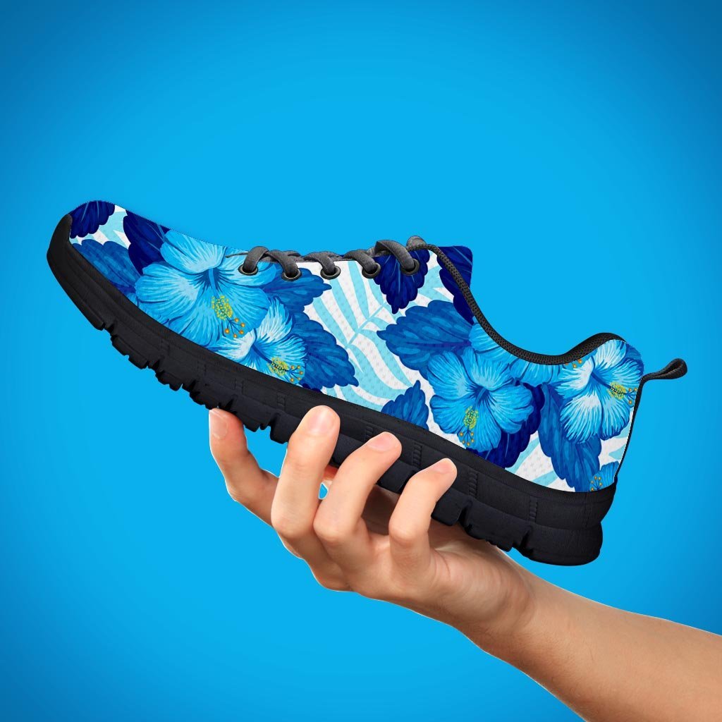 Hibiscus Blue Hawaiian Print Women's Sneakers-grizzshop