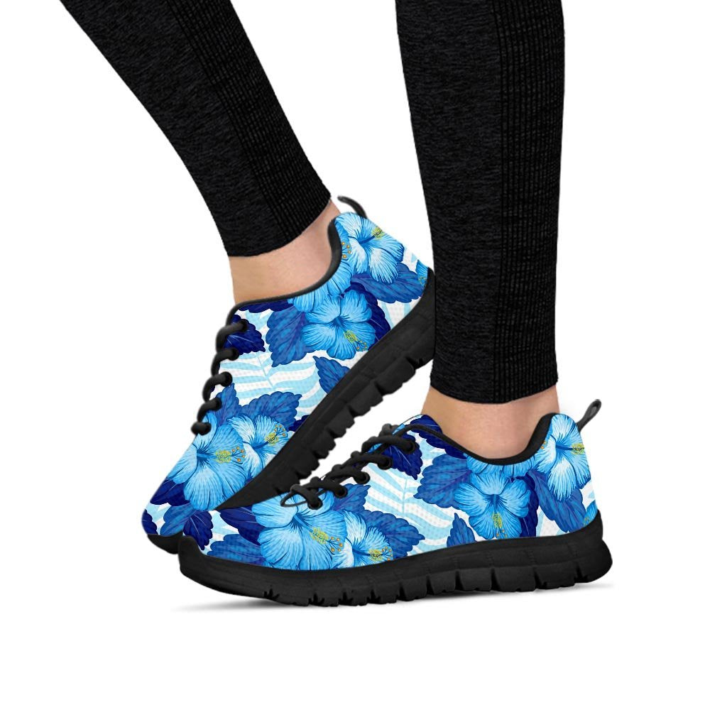 Hibiscus Blue Hawaiian Print Women's Sneakers-grizzshop