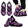 Hibiscus Floral Tropical Hawaiian Flower Palm Leaves Pattern Print Black Sneaker Shoes For Men Women-grizzshop