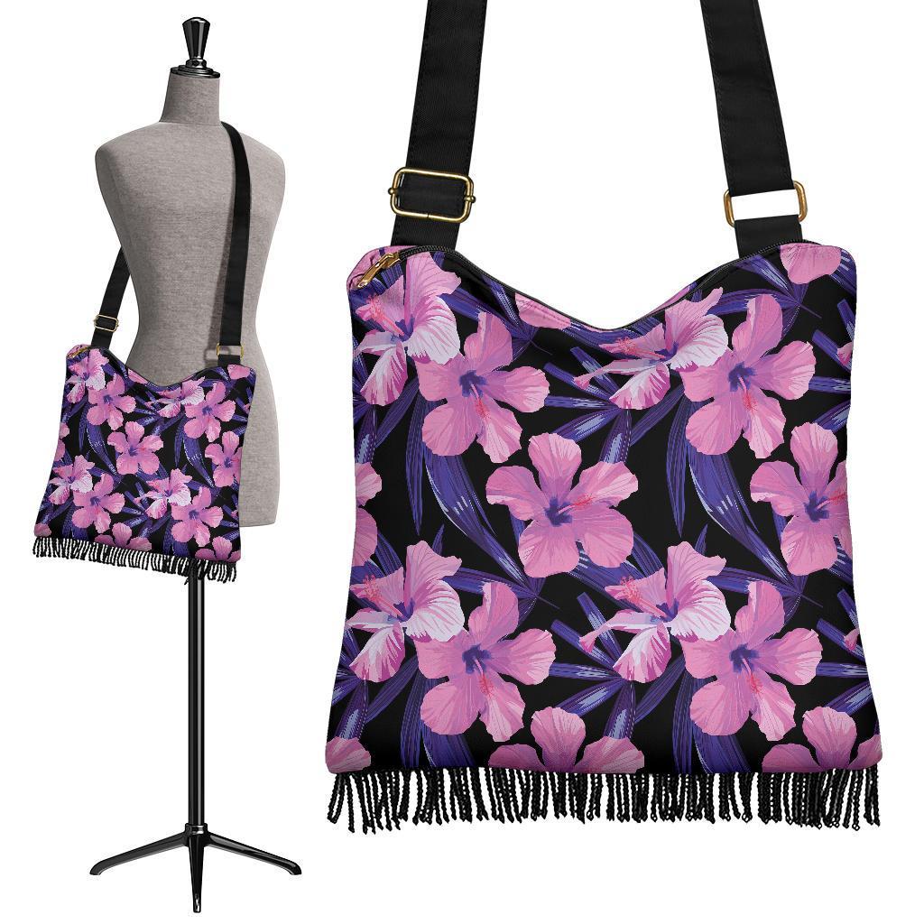 Hibiscus Floral Tropical Hawaiian Flower Palm Leaves Pattern Print Crossbody Bags-grizzshop