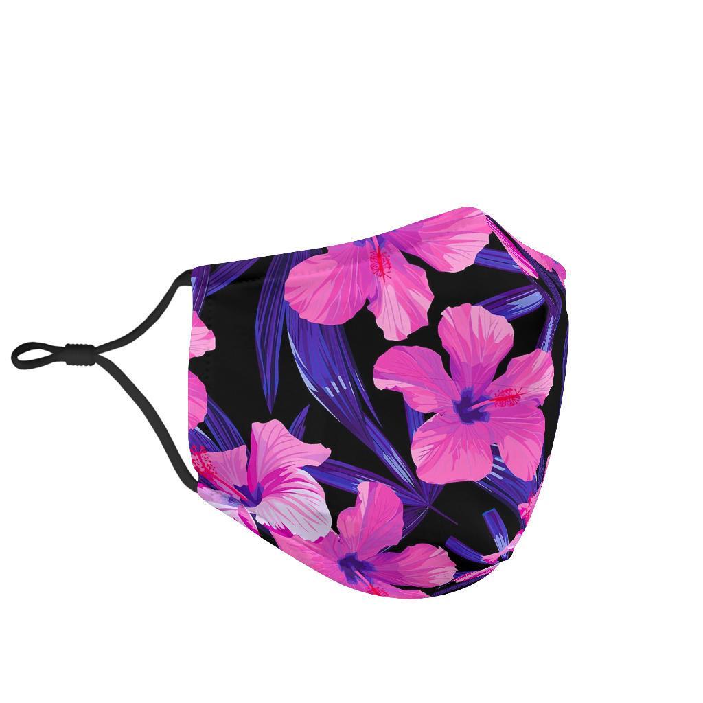 Hibiscus Floral Tropical Hawaiian Flower Palm Leaves Pattern Print Face Mask-grizzshop