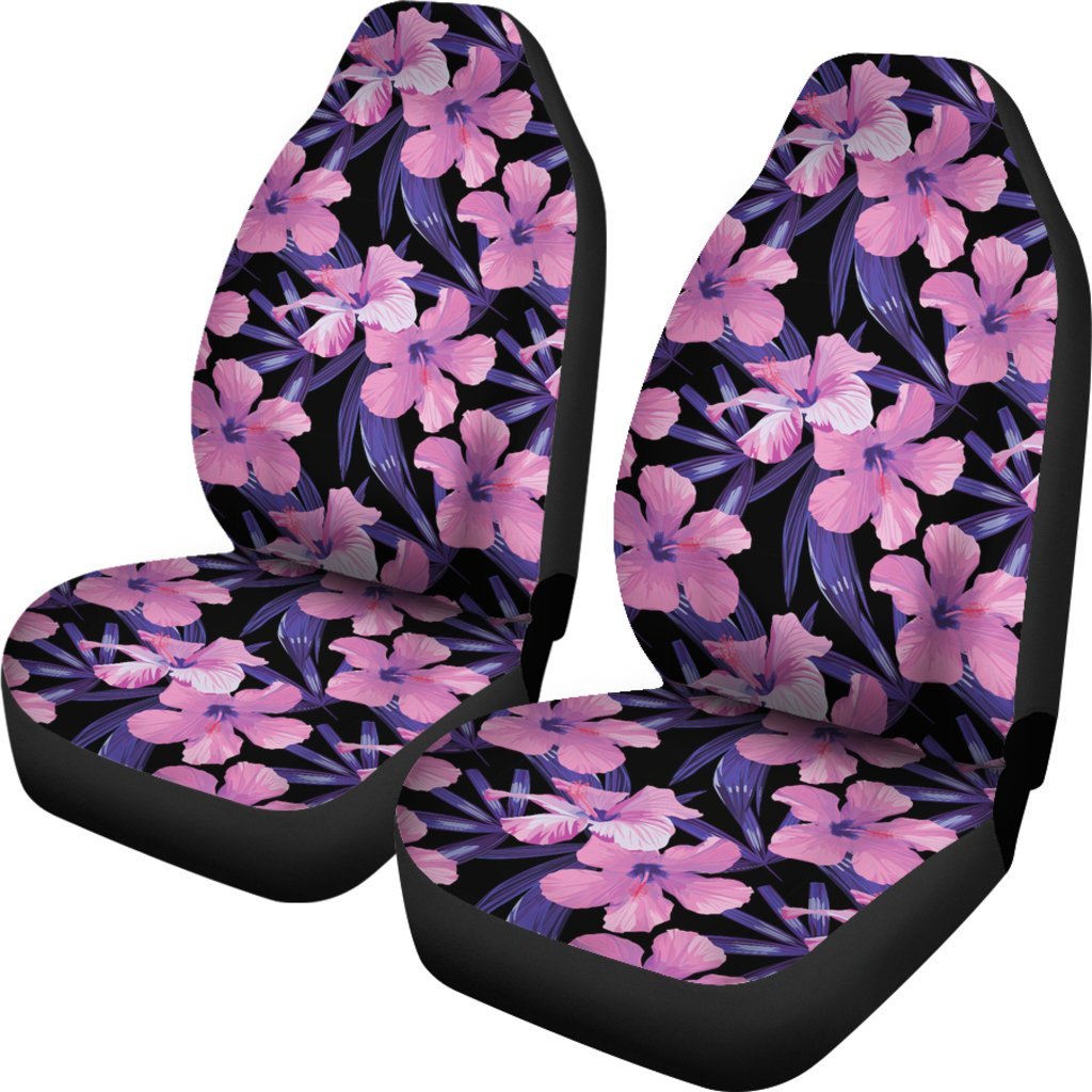 Hibiscus Floral Tropical Hawaiian Flower Palm Leaves Pattern Print Universal Fit Car Seat Cover-grizzshop