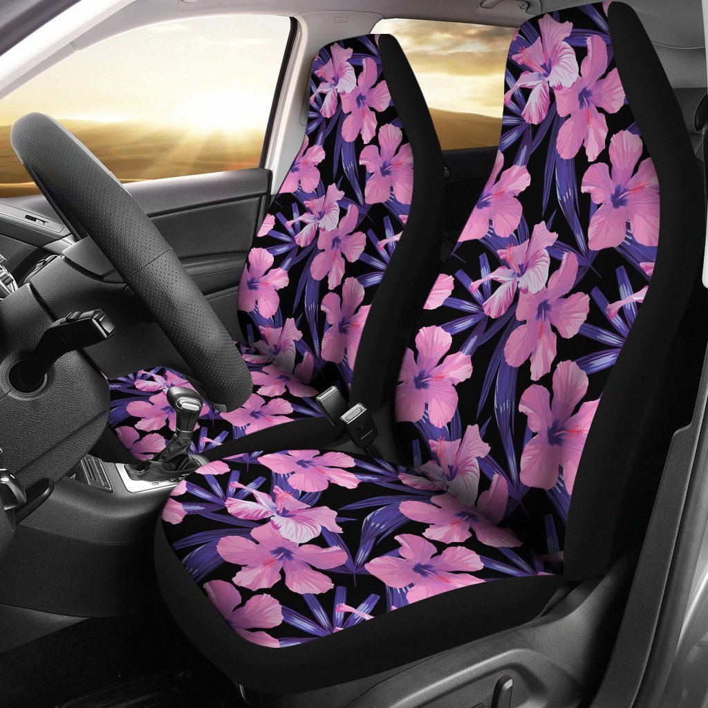 Hibiscus Floral Tropical Hawaiian Flower Palm Leaves Pattern Print Universal Fit Car Seat Cover-grizzshop