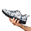 Hibiscus Floral White And Blue Print Pattern Black Sneaker-grizzshop