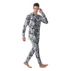 Hibiscus Floral White And Blue Print Pattern Men's Pajamas-grizzshop