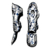 Hibiscus Floral White And Blue Print Pattern Muay Thai Shin Guards-grizzshop