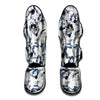 Hibiscus Floral White And Blue Print Pattern Muay Thai Shin Guards-grizzshop