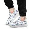 Hibiscus Floral White And Blue Print Pattern White Athletic Shoes-grizzshop