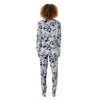 Hibiscus Floral White And Blue Print Pattern Women's Pajamas-grizzshop