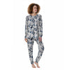 Hibiscus Floral White And Blue Print Pattern Women's Pajamas-grizzshop