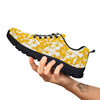 Hibiscus Flower And Camo Yellow Print Pattern Black Sneaker-grizzshop