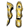 Hibiscus Flower And Camo Yellow Print Pattern Muay Thai Shin Guards-grizzshop