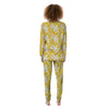 Hibiscus Flower And Camo Yellow Print Pattern Women's Pajamas-grizzshop