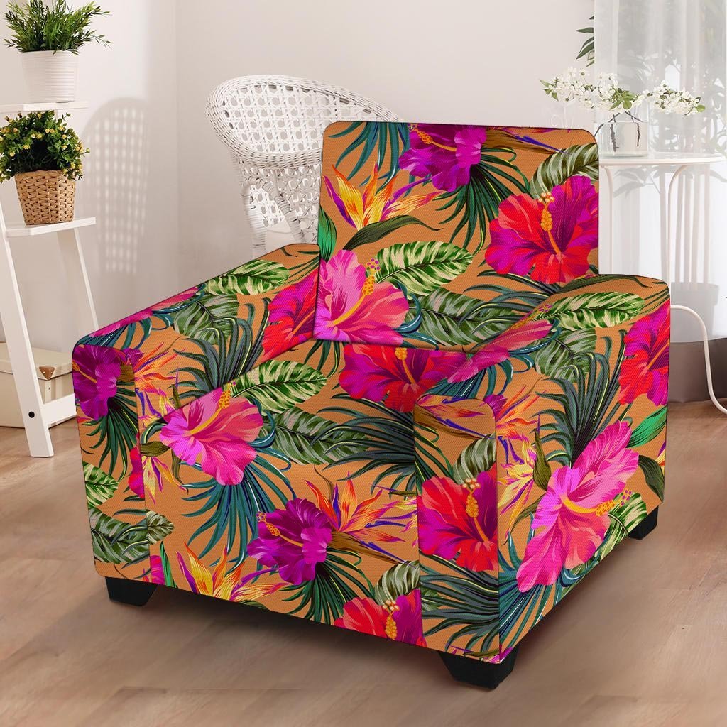 Hibiscus Flower Hawaiian Yellow Print Armchair Cover-grizzshop