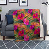 Hibiscus Flower Hawaiian Yellow Print Blanket-grizzshop