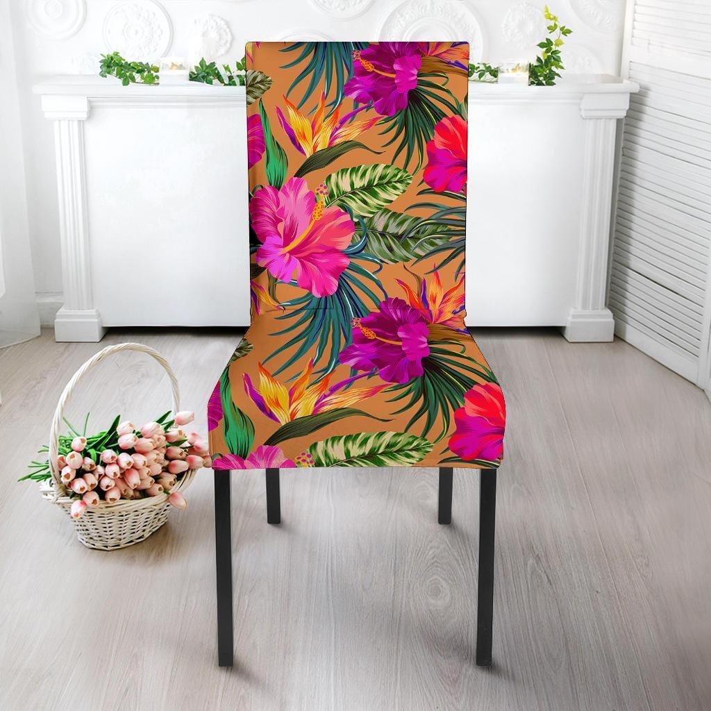 Hibiscus Flower Hawaiian Yellow Print Chair Cover-grizzshop
