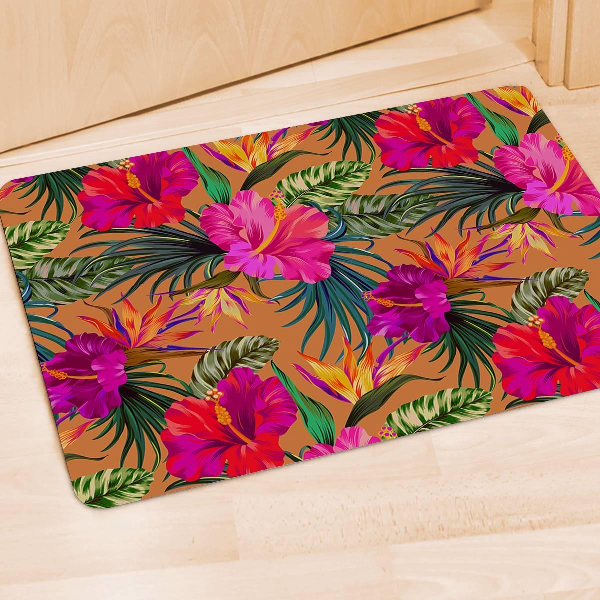 Hibiscus Flower Hawaiian Yellow Print Door Mat-grizzshop