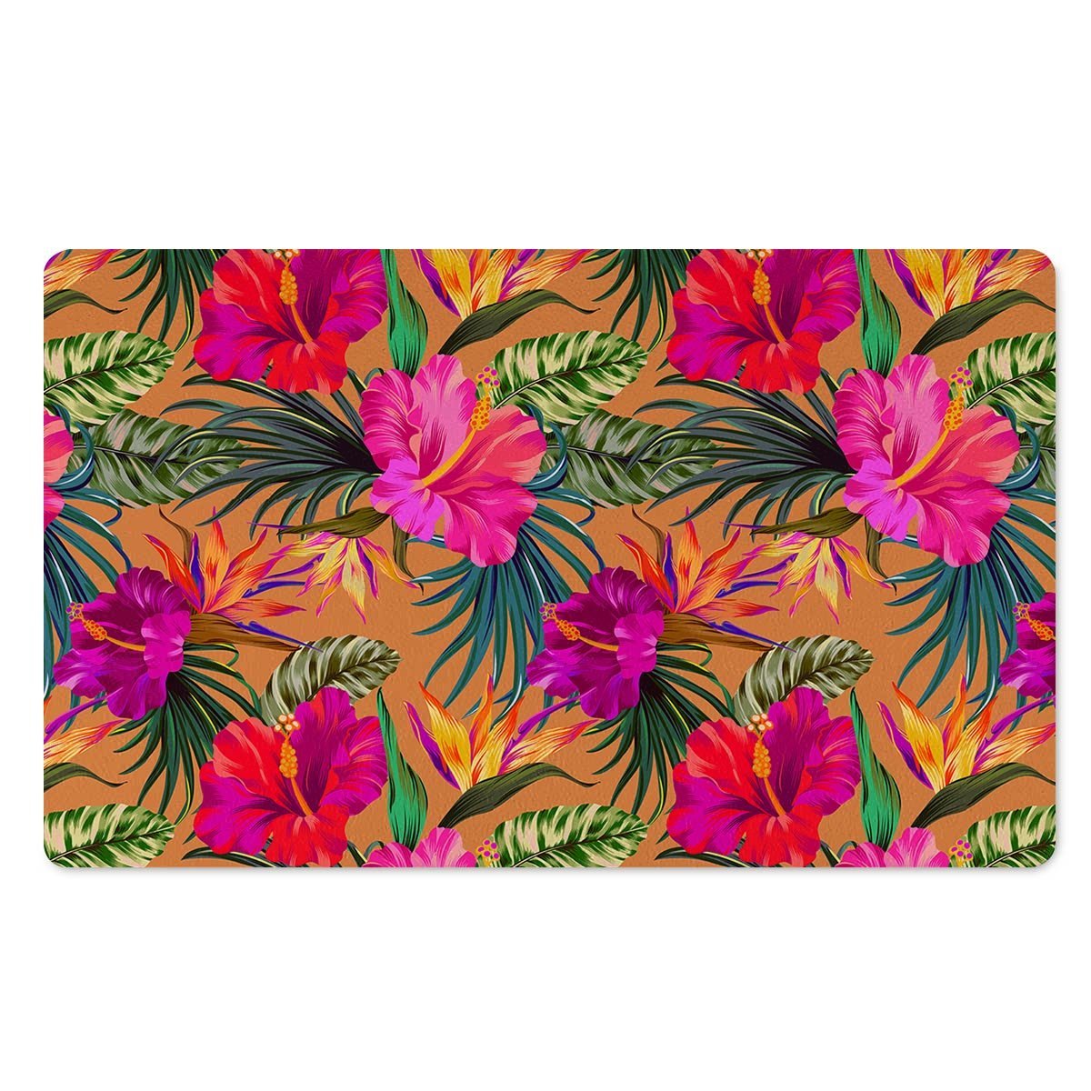 Hibiscus Flower Hawaiian Yellow Print Door Mat-grizzshop