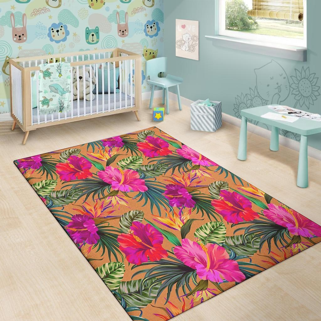 Hibiscus Flower Hawaiian Yellow Print Floor Mat-grizzshop