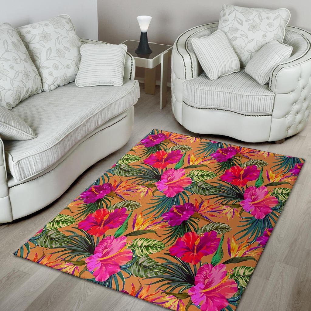 Hibiscus Flower Hawaiian Yellow Print Floor Mat-grizzshop