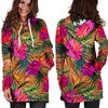 Hibiscus Flower Hawaiian Yellow Print Hoodie Dress-grizzshop