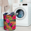 Hibiscus Flower Hawaiian Yellow Print Laundry Basket-grizzshop