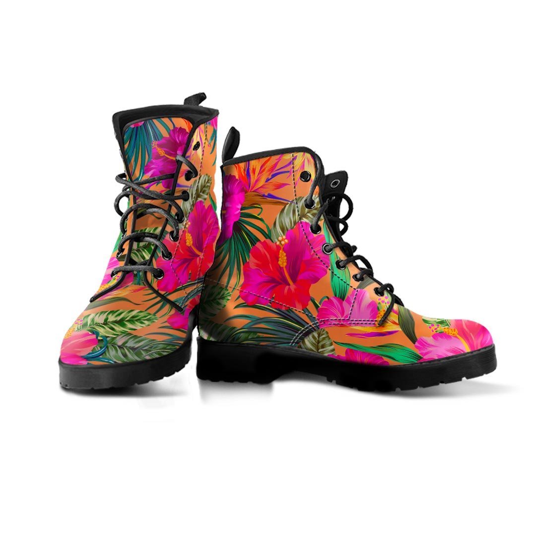 Hibiscus Flower Hawaiian Yellow Print Men's Boots-grizzshop