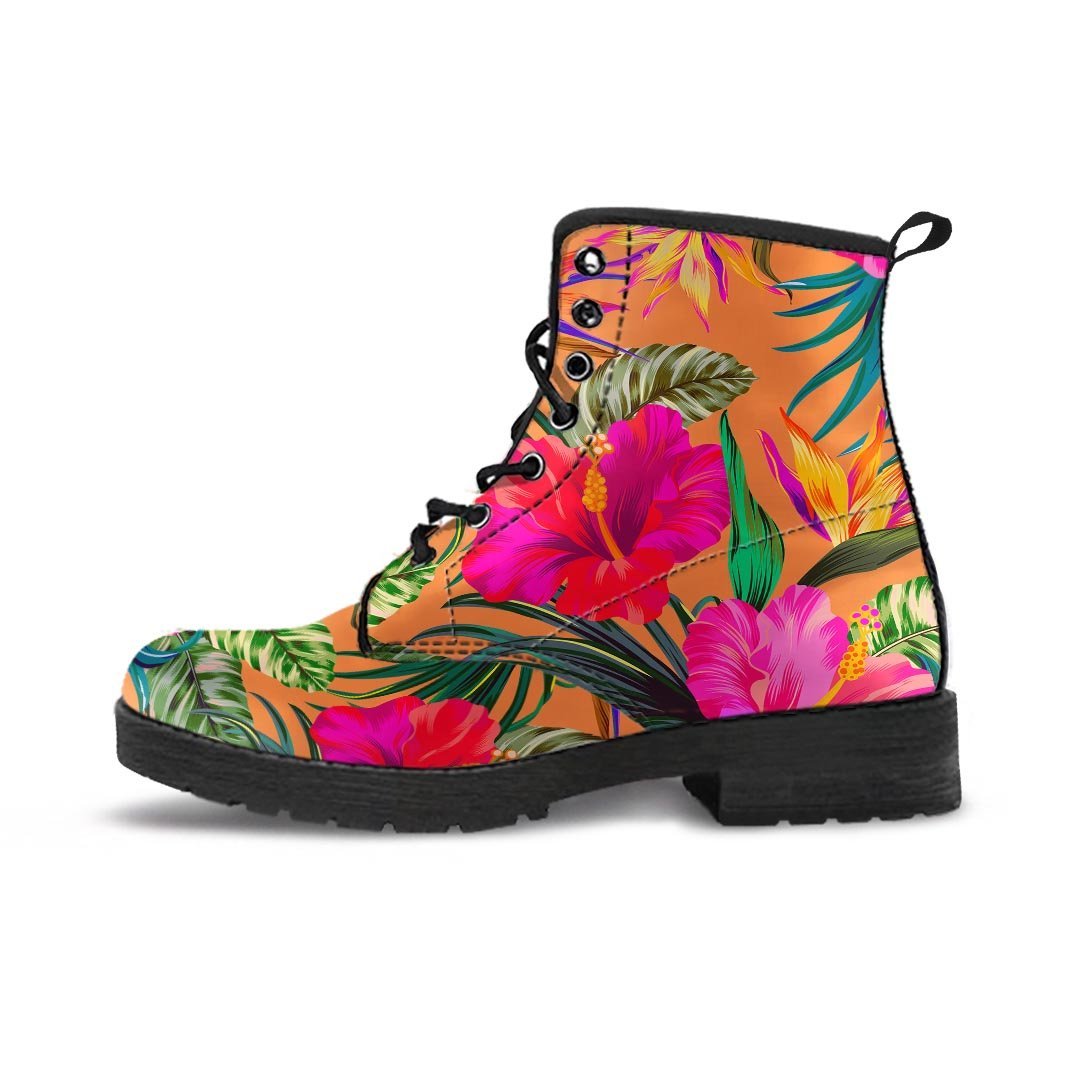 Hibiscus Flower Hawaiian Yellow Print Men's Boots-grizzshop