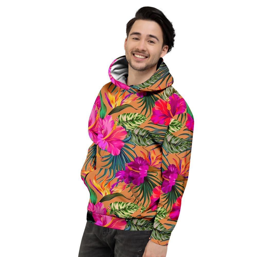 Hibiscus Flower Hawaiian Yellow Print Men's Hoodie-grizzshop